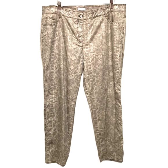 Basler Julienne European Tan Cotton Snake Print High Rise Skinny Jean Size 18 - Picture 3 of 16